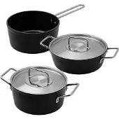 Fissler Pannenset Adamant Pannenset met RVS Deksel Zwart (3-delig)