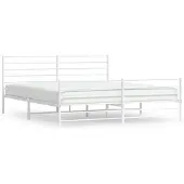 vidaXL Bedframe met hoofd- en voeteneinde metaal wit 193x203 cm