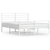 vidaXL Bedframe met hoofd- en voeteneinde metaal wit 160x200 cm