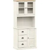 vidaXL Hoge kast VIGO 78x40x175 cm massief grenenhout wit