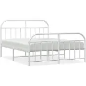 vidaXL Bedframe met hoofd- en voeteneinde metaal wit 135x190 cm