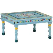 vidaXL Salontafel handbeschilderd massief mangohout turquoise