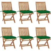 vidaXL Tuinstoelen 6 st inklapbaar met kussens massief teakhout