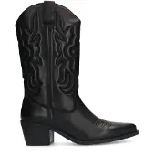 Manfield Zwarte leren cowboy laarzen | Maat 36