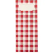 Papstar 1x 520 Bestekzakjes 20 cm x 85 cm rood Vichy Karo inclusief wit servet