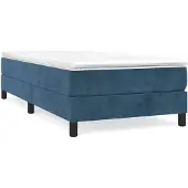 vidaXL Boxspring met matras fluweel donkerblauw 100x200 cm