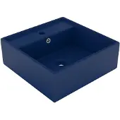 vidaXL Wastafel met overloop vierkant 41x41cm keramiek mat donkerblauw