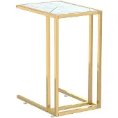 vidaXL Computer bijzettafel 50x35x65 cm gehard glas witmarmerkleurig