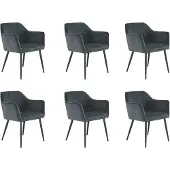 Bronx71 Velvet eetkamerstoel Fiona antraciet - Eetkamerstoelen set van 6.