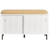 SoBuy Banc à Chaussures avec Coussin, 85 cm, Blanc