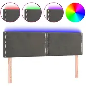 vidaXL Hoofdbord LED 144x5x78/88 cm fluweel donkergrijs