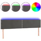 vidaXL Hoofdbord LED 180x5x78/88 cm fluweel donkergrijs