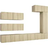 vidaXL 7-delige Tv-meubelset bewerkt hout sonoma eikenkleurig