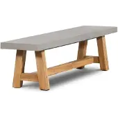 BUITEN living Veltis dining tuinbank | betonlook + hardhout | 200x45cm 2 personen