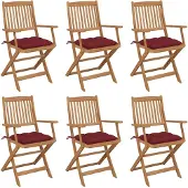 vidaXL Tuinstoelen 6 st inklapbaar met kussens massief acaciahout