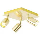 QAZQA Ducha badkamer plafondlamp - 23x23cm - 3 spots - IP44 - vierkant - messing (goud) 105238