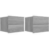 vidaXL Nachtkastjes 2 st 40x30x30 cm bewerkt hout grijs sonoma eiken