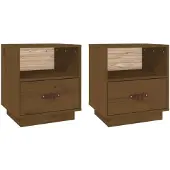 vidaXL Nachtkastjes 2 st 40x34x45 cm massief grenenhout honingbruin
