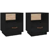 vidaXL Nachtkastjes 2 st 40x34x45 cm massief grenenhout zwart
