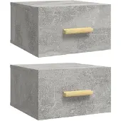 vidaXL Nachtkastjes 2 st wandgemonteerd 35x35x20 cm betongrijs
