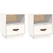 vidaXL Nachtkastjes 2 st 40x34x45 cm massief grenenhout wit