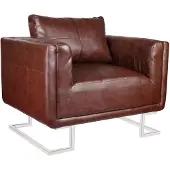 vidaXL Fauteuil met verchroomde poten kubus kunstleer bruin