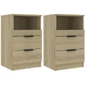 vidaXL Nachtkastjes 2 st bewerkt hout sonoma eikenkleurig