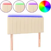 vidaXL Hoofdbord LED 90x5x78/88 cm stof crèmekleurig