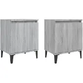 vidaXL Nachtkastjes met metalen poten 40x30x50 cm grijs sonoma eiken