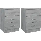 vidaXL Nachtkastjes 2 st 38x35x56 cm bewerkt hout grijs sonoma eiken