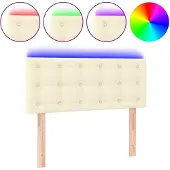 vidaXL Hoofdbord LED 100x5x78/88 cm kunstleer crèmekleurig