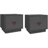 vidaXL Nachtkastjes 2 st 40x34x35 cm massief grenenhout grijs