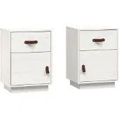 vidaXL Nachtkastjes 2 st 40x34x55 cm massief grenenhout wit