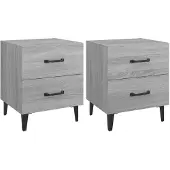 vidaXL Nachtkastjes 2 st 40x35x47,5 cm grijs sonoma eikenkleurig