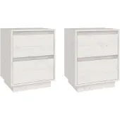 vidaXL Nachtkastjes 2 st 40x35x50 cm massief grenenhout wit