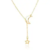 LGT JWLS LGT Jewels Dames ketting Cresent Moon Star Goudkleurig