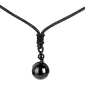 Memphis Verstelbare leren Heren Ketting met Obsidiaan Kettinghanger