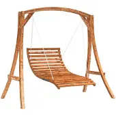 vidaXL Schommelbed vurenhout met teak afwerking