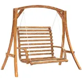 vidaXL Schommelbank vurenhout met teak afwerking