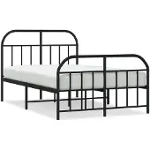 vidaXL Bedframe met hoofd- en voeteneinde metaal zwart 120x190 cm