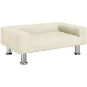 vidaXL Kinderbank 70x45x26,5 cm fluweel crèmekleurig