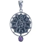 MOOYE ® - Collectie Zilveren Lotus met amethyst ketting hanger