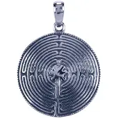 MOOYE ® - Collectie Zilveren Labyrint ketting hanger - rond