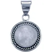 MOOYE ® - Collectie Zilveren Maansteen rond met gladde rand ketting hanger