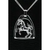 MOOYE ® - Collectie Zilveren Paard in stijgbeugel ketting hanger