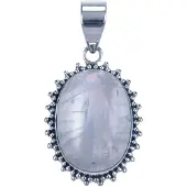 MOOYE ® - Collectie Zilveren Maansteen ovaal met kartelrand ketting hanger