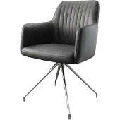 DELIFE Eetkamerstoel Greg-Flex echt leer zwart kruisframe conisch roestvrij staal pocketveer kern
