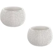 Prosperplast 4x Stuks Ronde Witte Splofy Kunststof Bloempotten/plantenpotten 4