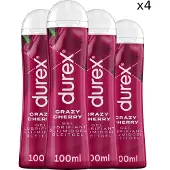 Durex Glijmiddel Crazy Cherry - Kers - waterbasis - 100ML - 4 Stuks - Voordeelverpakking