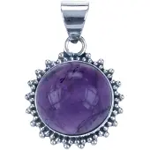 MOOYE ® - Collectie Zilveren Amethyst rond met kartelrand ketting hanger